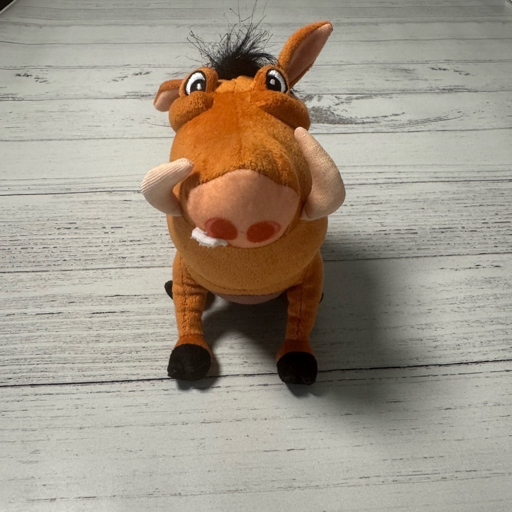 Disney Plush Pumba‎ Warthog Toy - Orange and Black 8”